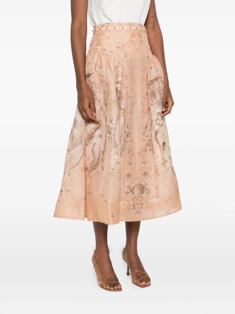 ZIMMERMANN Rebellion printed midi skirt - Neutrals