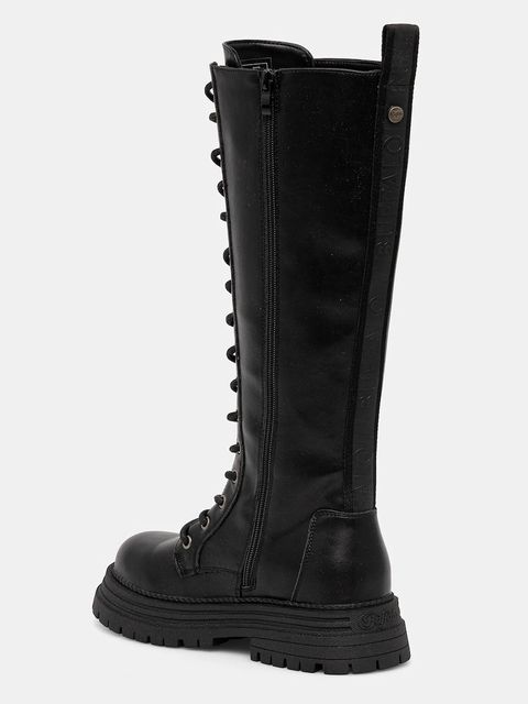 Buffalo kozaki Lennox Lace Up Hi damskie kolor czarny na płaskim obcasie 1622611-BLK