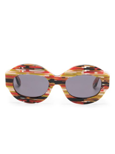 Marni Eyewear Spacey Stripey oval-frame sunglasses - Red - zdjęcie produktu nr 1