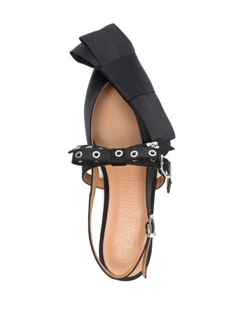 GANNI Big Bow slingback ballerinas - Black