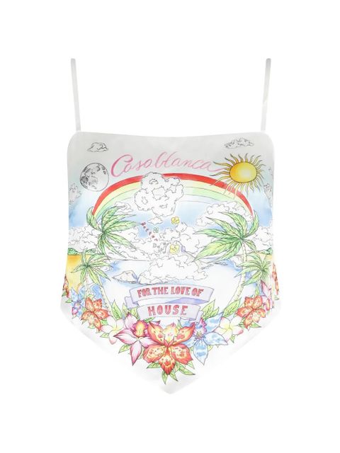 Casablanca printed self-tie top - White - zdjęcie produktu nr 1