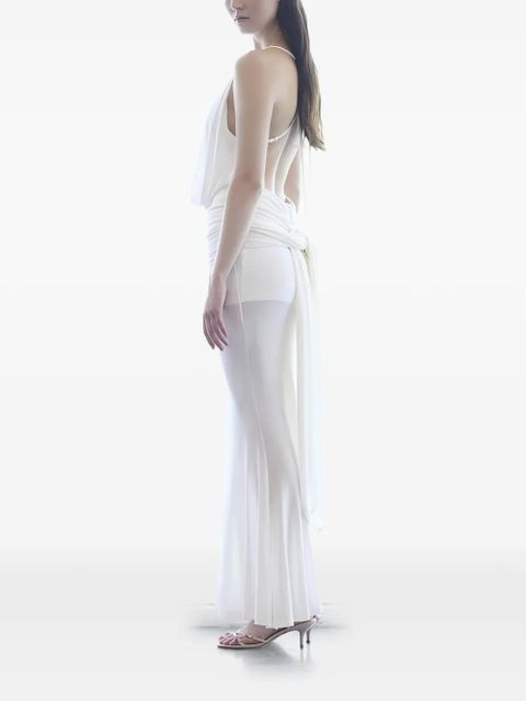 Eleh V-neck draped maxi dress - White