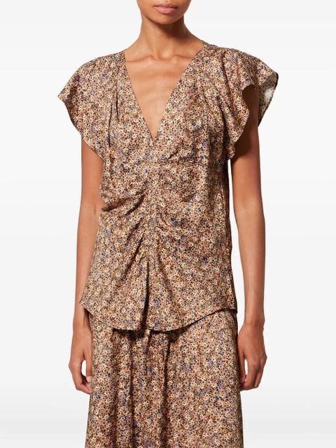 ISABEL MARANT ruffled lonea top - Brown