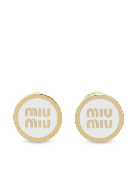 Miu Miu logo-embossed stud earrings - White - zdjęcie produktu nr 1
