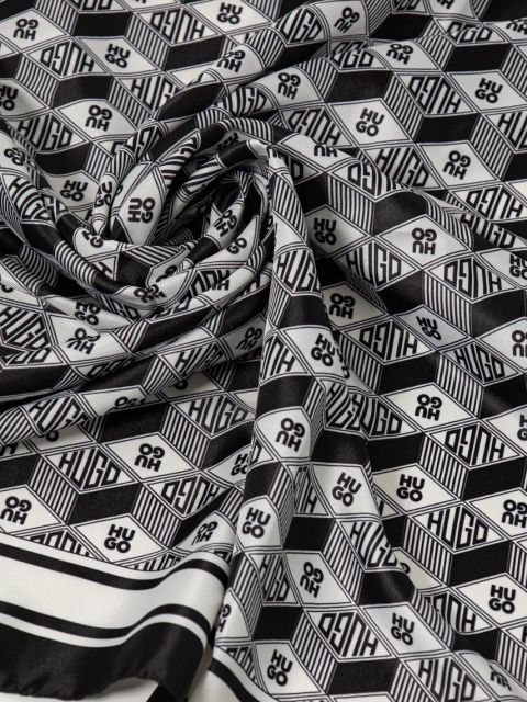 HUGO chusta damska kolor czarny wzorzysty 50535470