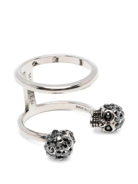 Alexander McQueen skull-embellished double ring - Silver - zdjęcie produktu nr 1