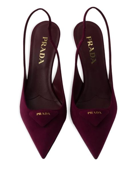Prada 75mm slingback triangle-logo pumps - Red