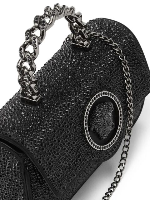 Versace La Medusa crystal-embellished mini bag - Black