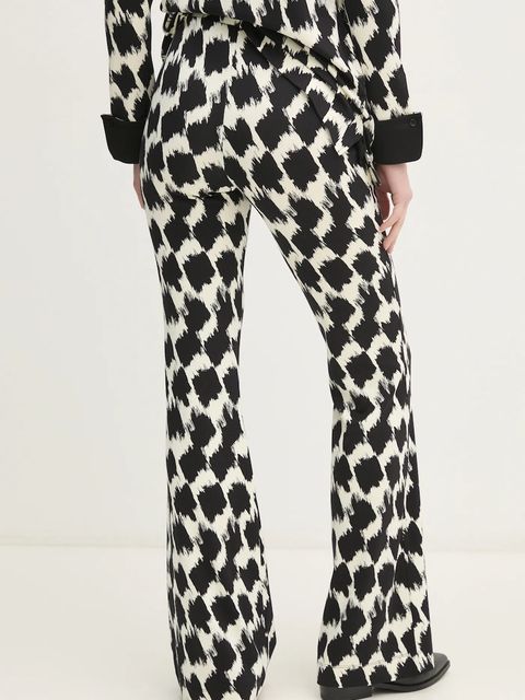 DIANE VON FURSTENBERG spodnie damskie kolor czarny dzwony high waist DVFPL4S002