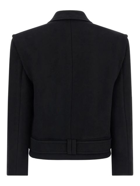 Balmain peak-lapel belted coat - Black