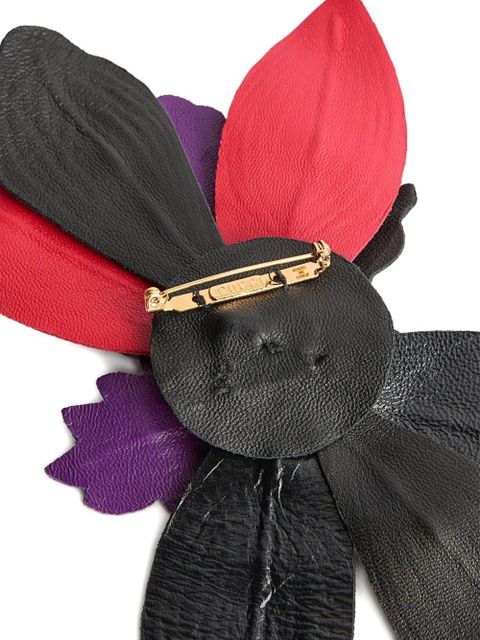 PUCCI leather flower brooch - Black