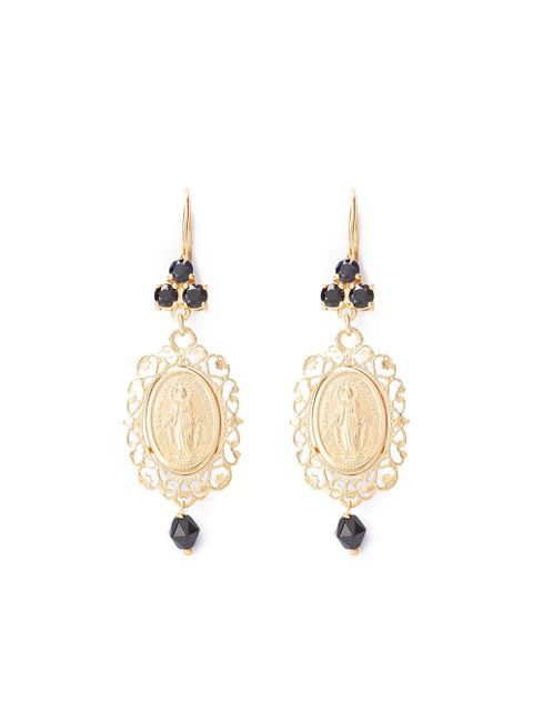 Dolce & Gabbana 18kt yellow gold Virgin Mary sapphire drop earrings - zdjęcie produktu nr 1
