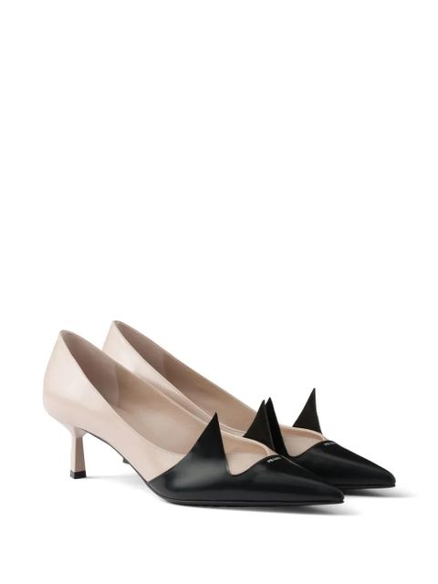 Prada 55mm two-tone brushed-leather pumps - Pink - zdjęcie produktu nr 2
