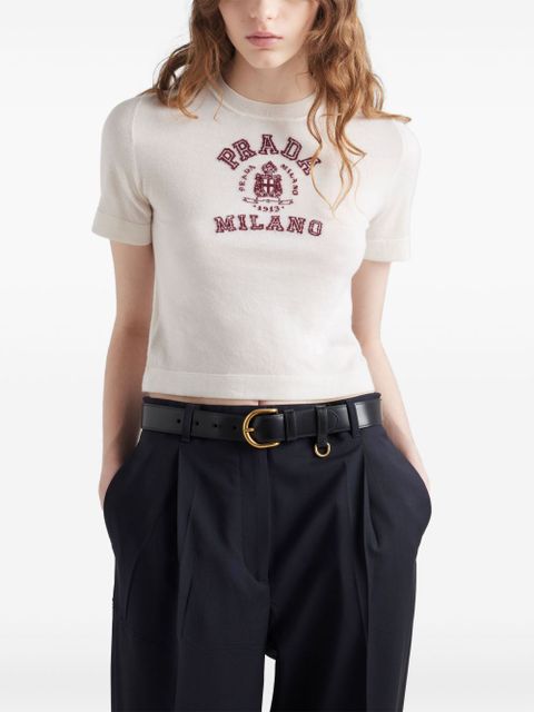 Prada logo-intarsia top - White