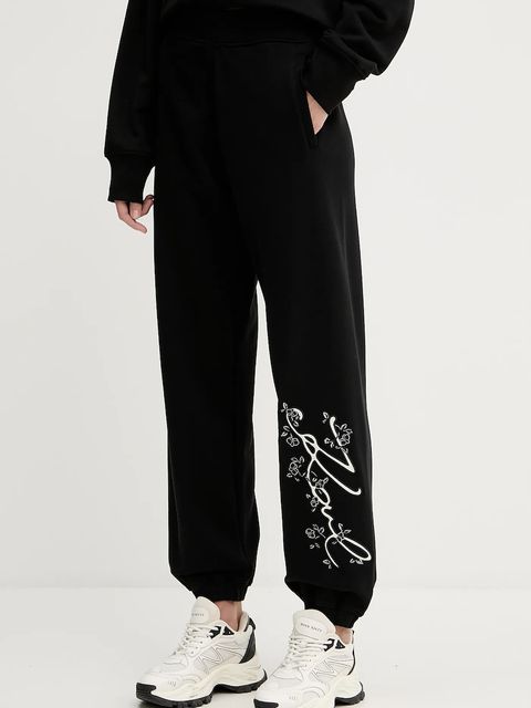 Karl Lagerfeld spodnie dresowe damskie kolor czarny z aplikacją A3W10009 - zdjęcie produktu nr 1