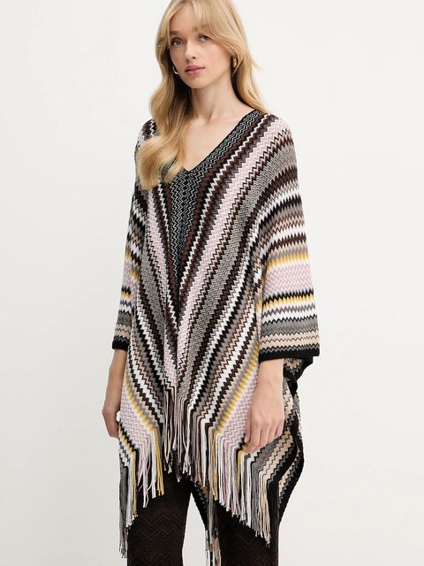 Missoni poncho z wełną kolor brązowy lekkie 9P4EWMDA232 - zdjęcie produktu nr 1
