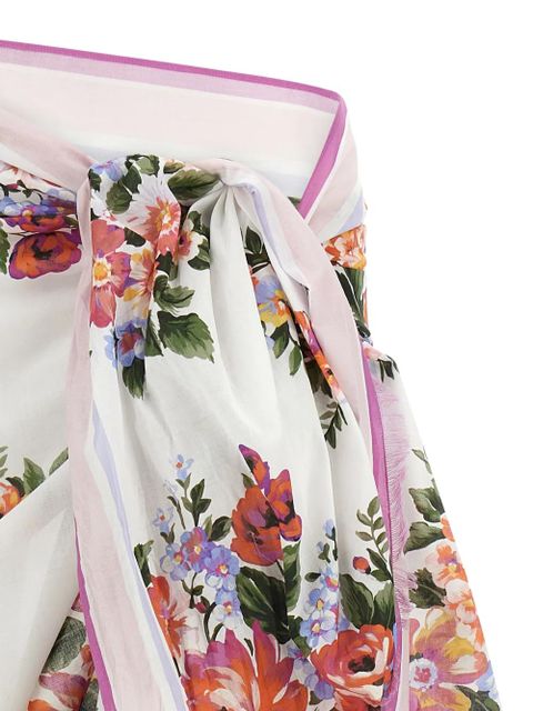 Dolce & Gabbana bouquet fringed sarong beach cover-ups - White