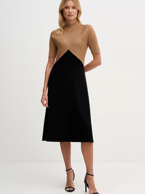 Dkny sukienka kolor brązowy midi rozkloszowana DD5D5150 - zdjęcie produktu nr 1