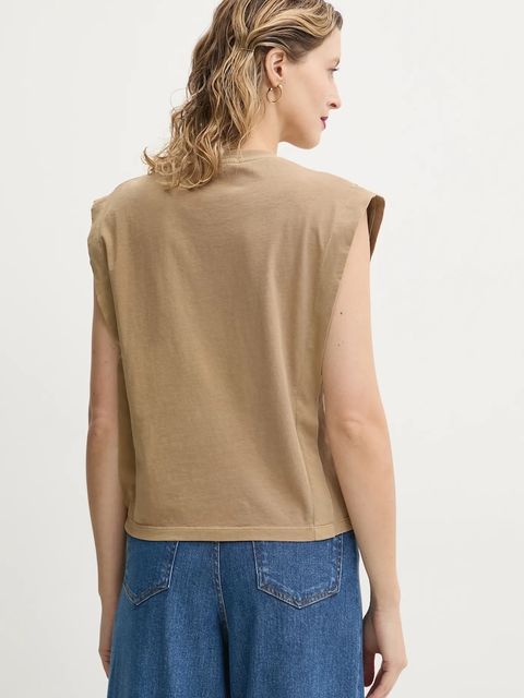 Sessun top bawełniany kolor beżowy 25208002