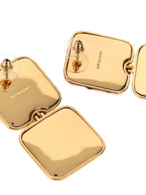 Self-Portrait textured square earrings - Gold