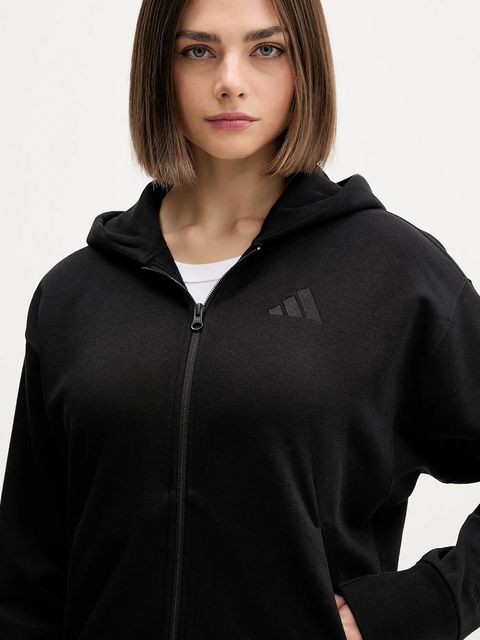 adidas bluza All SZN damska kolor czarny z kapturem gładka IX3809