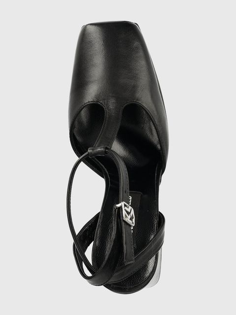 Karl Lagerfeld Jeans czółenka skórzane SOIREE PLATFORM KLJ kolor czarny na słupku z odkrytą piętą KLJ93111