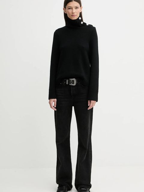 ZADIG&VOLTAIRE sweter kaszmirowy damski kolor czarny z golfem KWSW02923 - zdjęcie produktu nr 2