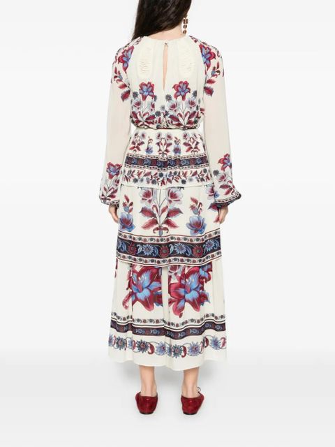 FARM Rio Malu Winter floral-print maxi dress - Neutrals