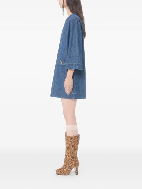 Valentino Garavani chambray V-neck mini dress - Blue