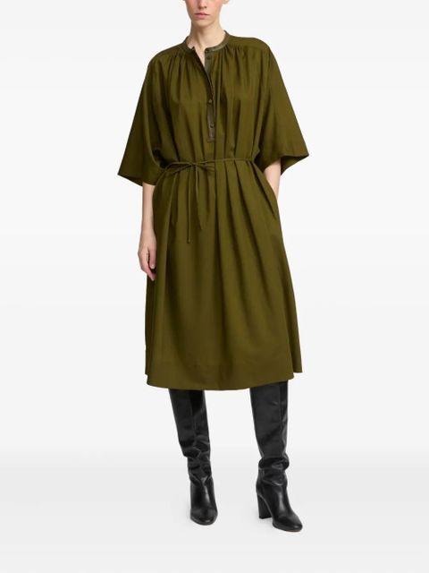 Yves Salomon leather-trim midi dress - Green