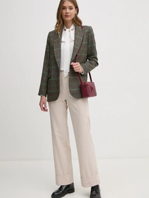 Sisley spodnie z domieszką wełny kolor beżowy proste high waist 4JYQLF061