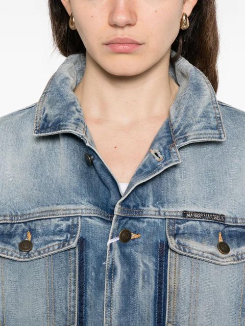 MM6 Maison Margiela frayed-hem denim jacket - Blue
