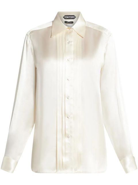 TOM FORD pintuck-detail silk shirt - White - zdjęcie produktu nr 1