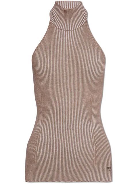 FENDI rib-knit wool halterneck top - Brown - zdjęcie produktu nr 1