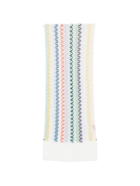 Missoni zigzag-knit fringed scarf - White - zdjęcie produktu nr 1