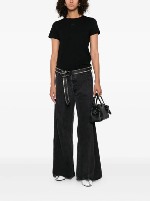 PINKO logo-embroidered cotton T-shirt - Black