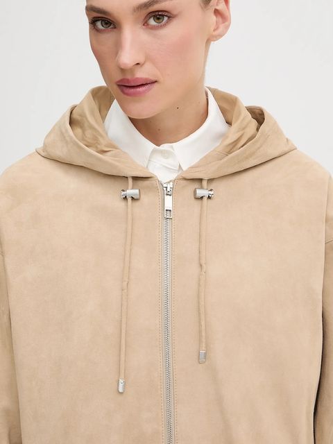 BOSS kurtka zamszowa kolor beżowy przejściowa oversize 50543211