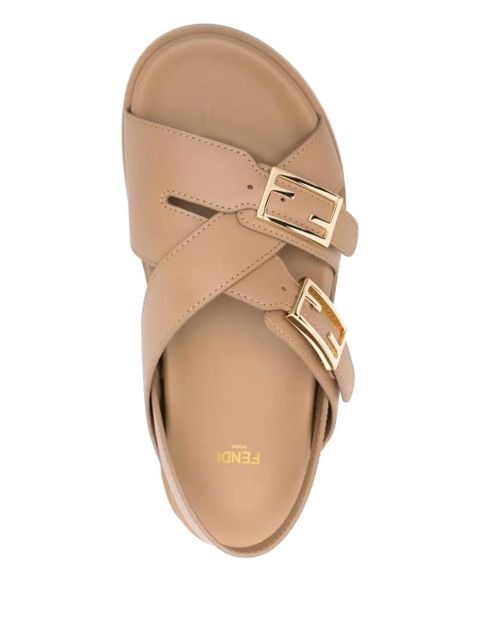 FENDI Feel buckle-strap leather sandals - Brown