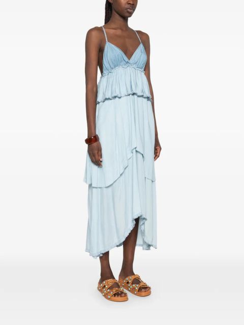 PINKO Agatha ruffled tiered midi dress - Blue
