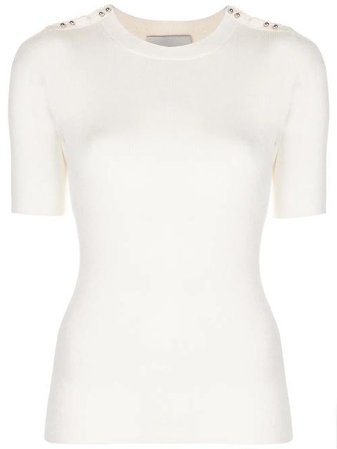 3.1 Phillip Lim button-detail ribbed T-shirt - White - zdjęcie produktu nr 1