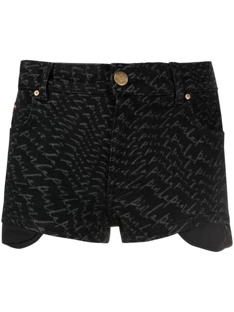 PINKO logo-print denim shorts - Black - zdjęcie produktu nr 1