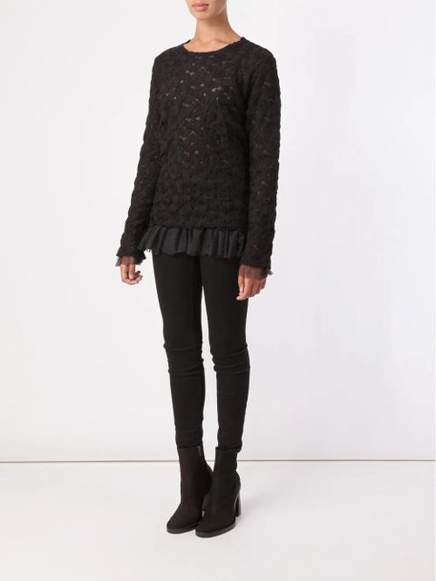 Comme Des Garçons tulle layer flower knit sweater - Black - zdjęcie produktu nr 2