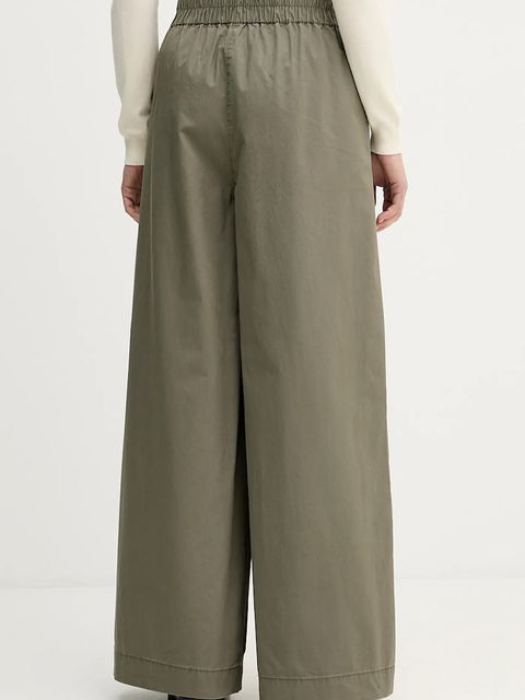 United Colors of Benetton spodnie bawełniane damskie kolor zielony szerokie high waist 4PAXDF0A4