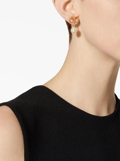 Valentino Garavani VLogo Signature pearl drop earrings - Gold - zdjęcie produktu nr 2