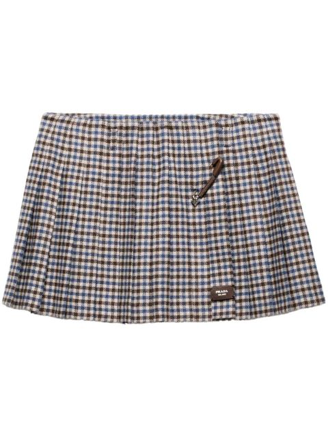 Prada checked wool mini skirt - Brown - zdjęcie produktu nr 1