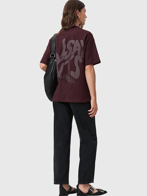 AllSaints t-shirt bawełniany damski kolor brązowy W181JD