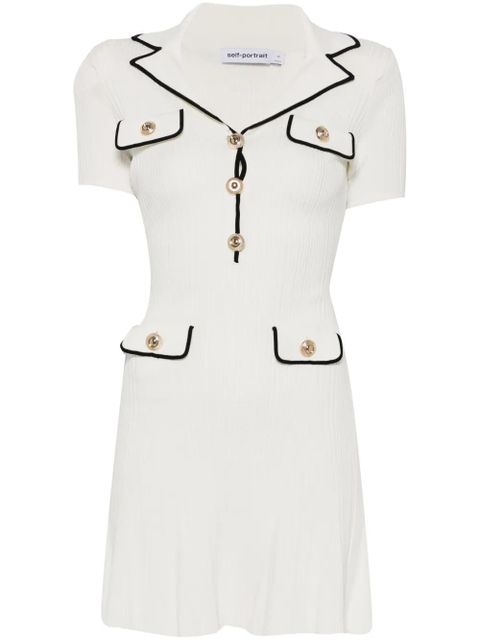 Self-Portrait ribbed-knit mini dress - White - zdjęcie produktu nr 1