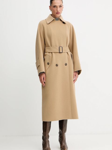 Weekend Max Mara płaszcz wełniany CADINE kolor beżowy 2525016022600 - zdjęcie produktu nr 1