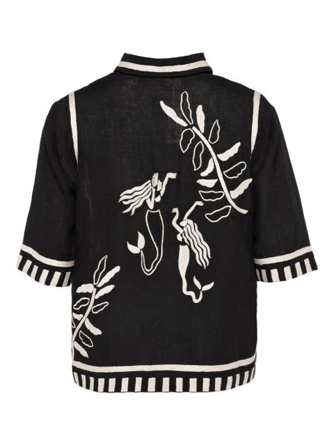 ERES Crab embroidered short-sleeve shirt - Black