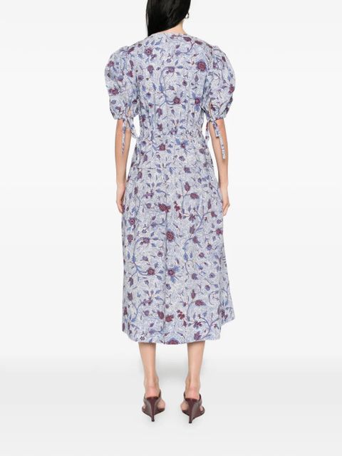 Ulla Johnson Adriana gathered floral midi dress - White